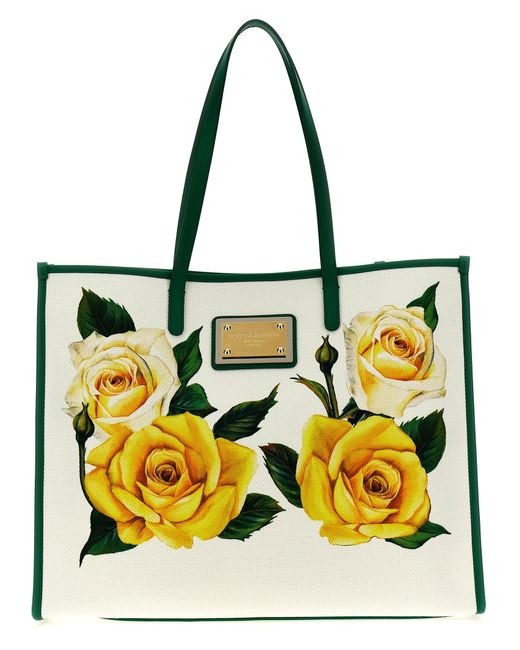 Dolce & Gabbana Yellow 'Rose Gialle' Large Shopping Bag