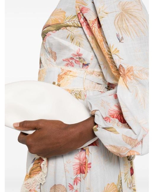 Zimmermann White Floral-Print Maxi Dress With Lace Trim And Self-Tie Fastening