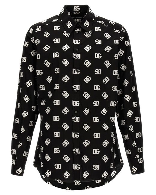 Dolce & Gabbana Black Logo Print Shirt Shirt, Blouse for men