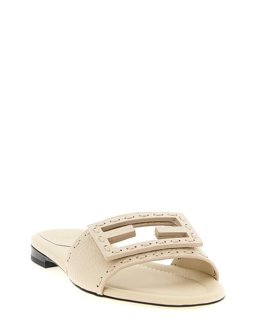 Fendi White 'Baguette' Slides