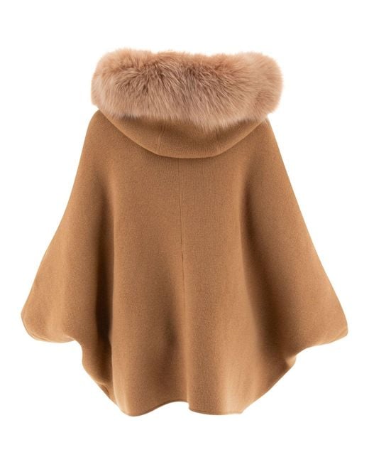 Giovi Brown Wool And Cashmere Poncho