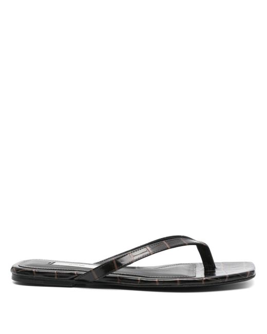 Totême  Black Croco-Embossed Flip-Flops