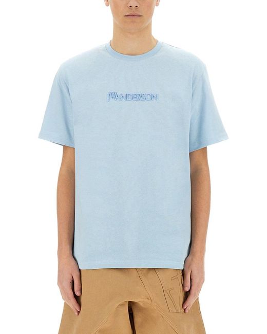 J.W. Anderson Blue Jw Anderson T-Shirt With Logo Embroidery for men