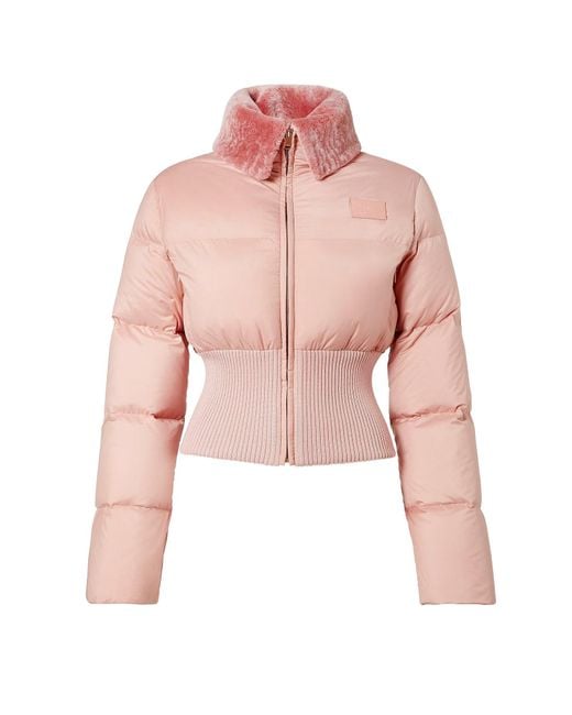 Fendi Pink Technical Fabric And Shearling Down Jacket