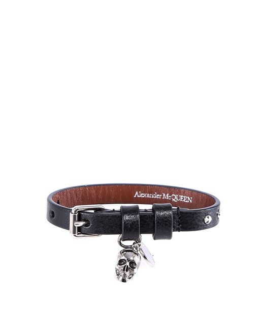 Alexander McQueen Brown Leather Bracelet for men