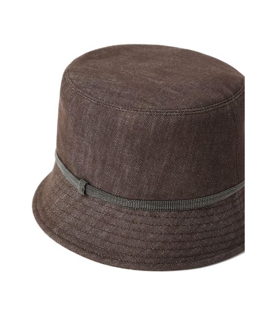 Brunello Cucinelli Brown Cotton Bucket Hat