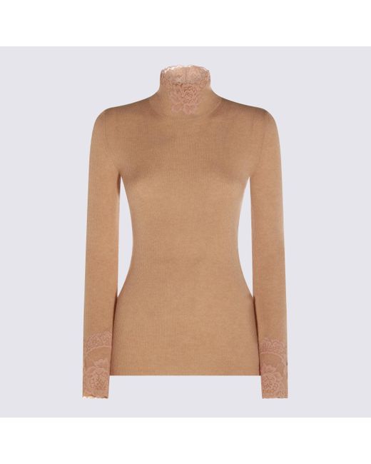 Valentino Brown Sweaters Alabaster/Rose Dust