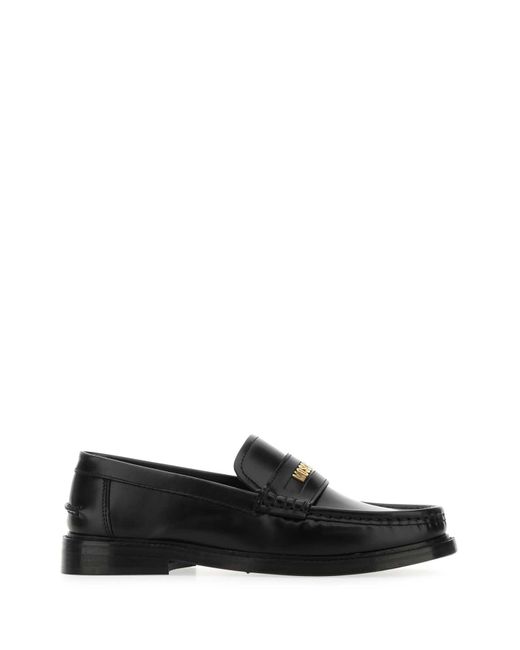 Moschino Black Leather Loafers