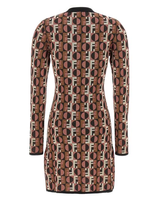 Abito corto in jacquard di Fendi in Multicolor