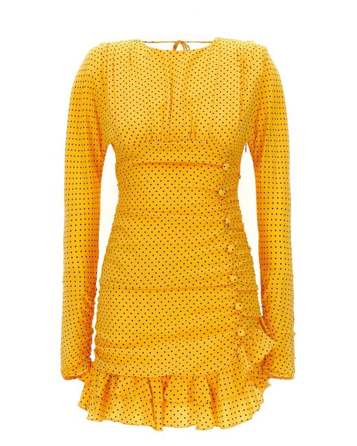 Alessandra Rich Yellow Polka Dot Mini Dress Dresses