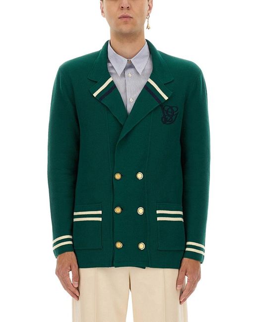 Valentino Garavani Green Cotton And Wool Jacket for men