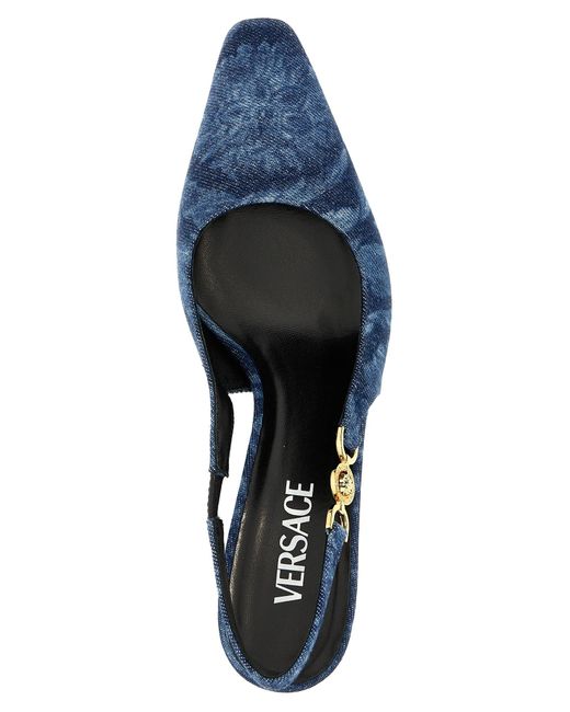 Versace Blue Barocco Pumps