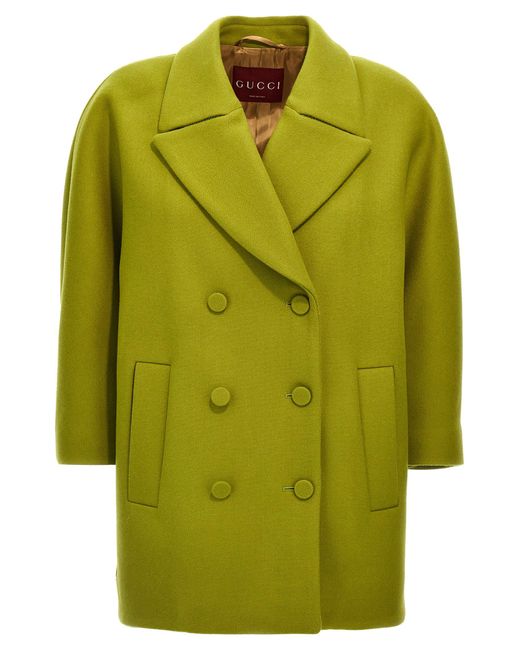 GUCCI グッチ Batavia Double Wool コート Gucci Batavia Coat in Green | Lyst