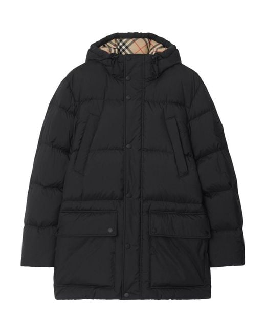 Burberry Black Knight-Patch Puffer Jacket for men