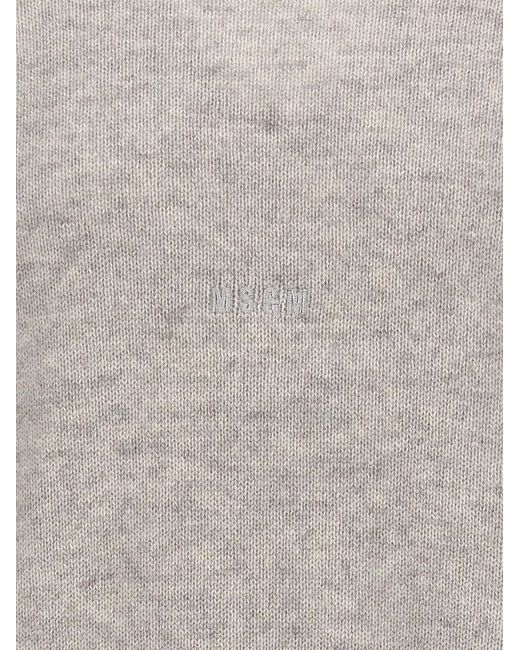 MSGM Gray Logo Embroidery Sweater Sweater, Cardigans for men