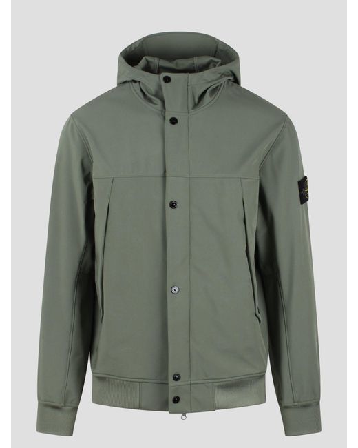Stone Island Green Soft Shell-r Jacket for men