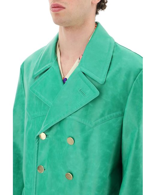 Marni Green Shiny Leather Caban for men