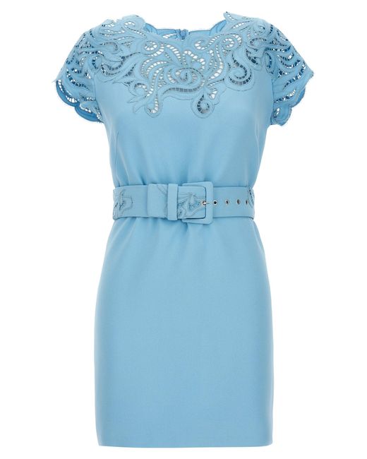 Ermanno Scervino Blue Viscose Blend Dress With Lace Detail