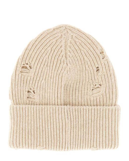 MM6 by Maison Martin Margiela Natural Beanie Hat With Logo for men