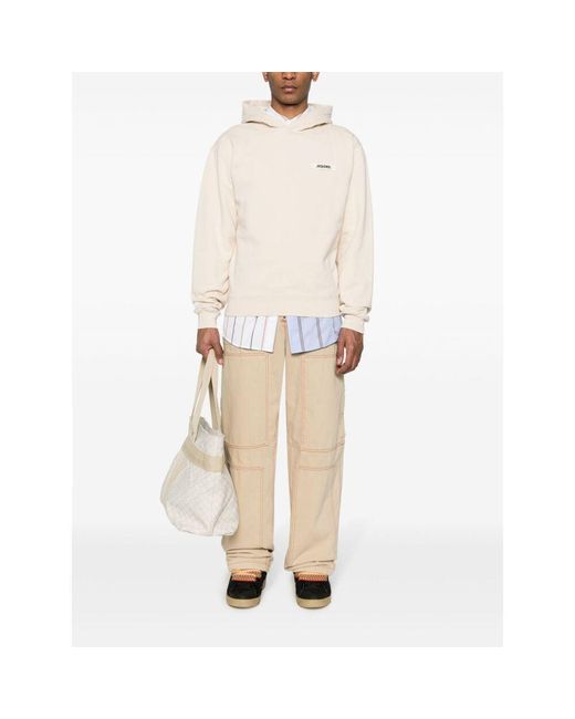 Jacquemus White The Gros Grain Logo Hoodie for men