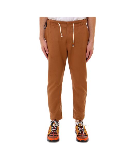 The Silted Company Brown Suede Fabric Trouser for men