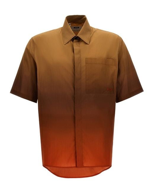 MSGM Brown Degradè Shirt for men