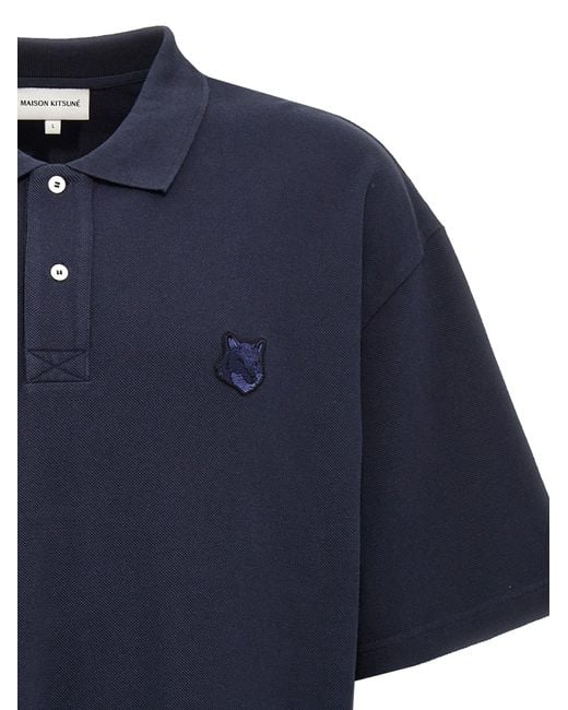 Maison Kitsuné Blue 'Bold Fox Head' Polo Shirt for men
