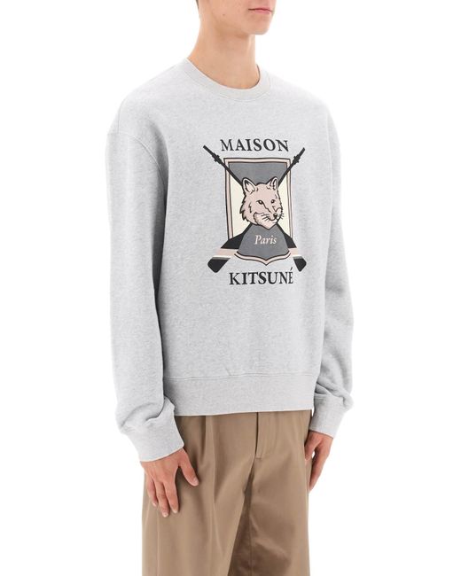 Maison Kitsuné Gray College Fox Print Sweatshirt for men