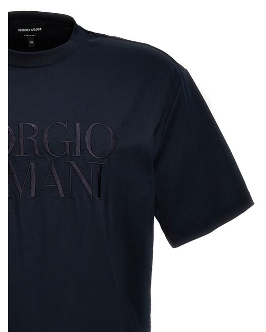 Logo T Shirt Blu di Giorgio Armani in Black da Uomo