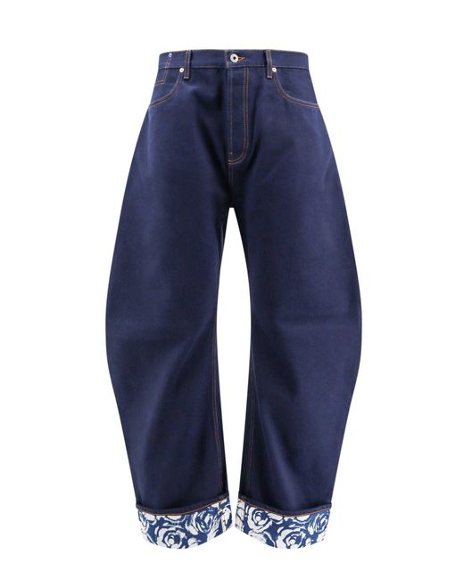 Jeans in cotone con stampa floreale di Burberry in Blue da Uomo