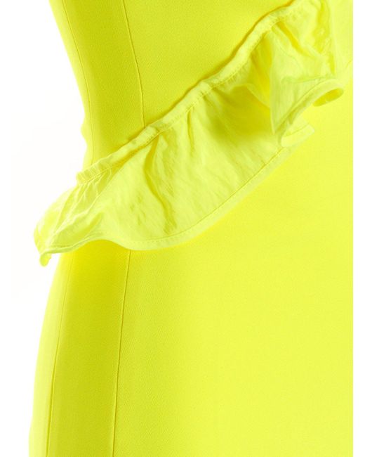 David Koma Yellow 'crossbody & Open Leg Ruffle Detail' Dress