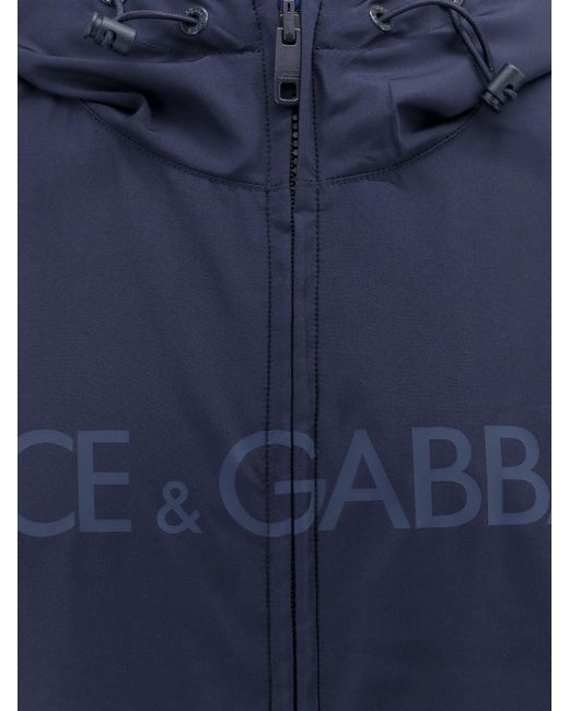 Dolce & Gabbana Blue Polyester Reversible Jacket for men