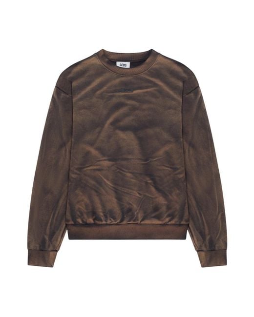 Gcds Brown Solarized Crewneck Sweatshirt With Logo Patch for men