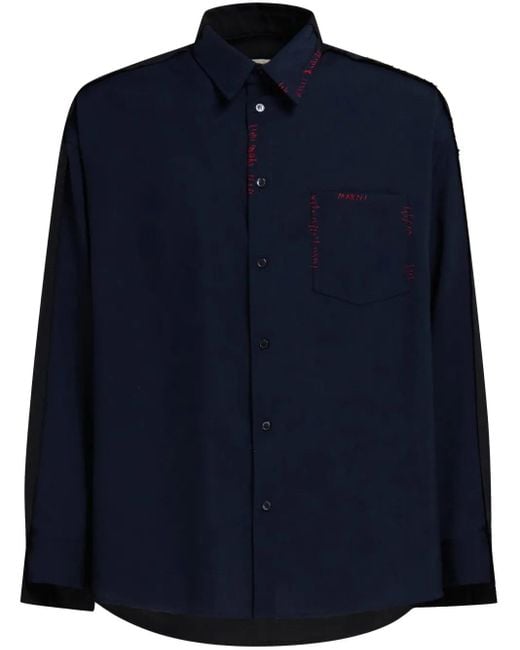 Marni Blue Shirt With Inserts for men