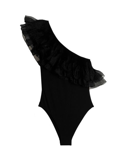 Giambattista Valli Black Ruches One-Piece Swimsuit