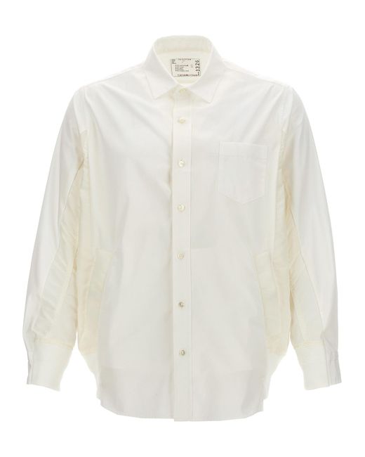 Nylon Insert Shirt Camicie Bianco di Sacai in White da Uomo