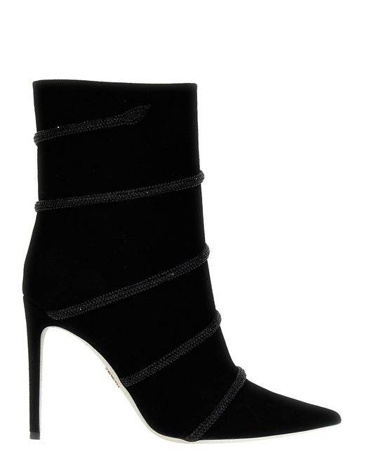 Rene Caovilla Black Suede Rhinestone Ankle Boots Boots, Ankle Boots