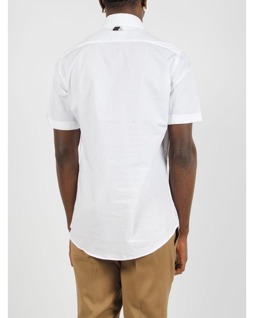 Low Brand White Double Pocket Cotton Poplin Shirt for men