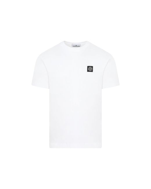Stone Island White Classic Slim-Fit T-Shirt With Round Neckline for men