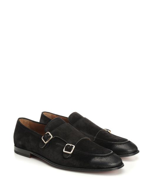 Corvari Black Suede Double Buckle Moccasin Scarpe Basse for men