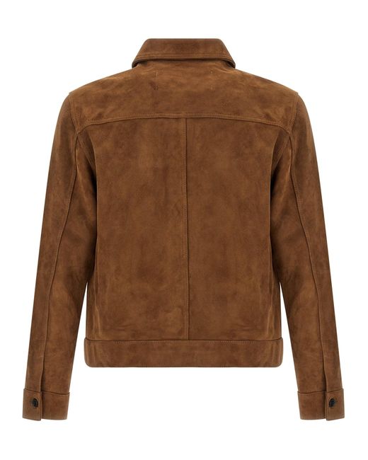 Suede Jacket Puffer Jackets-Uomo di AMI in Brown da Uomo
