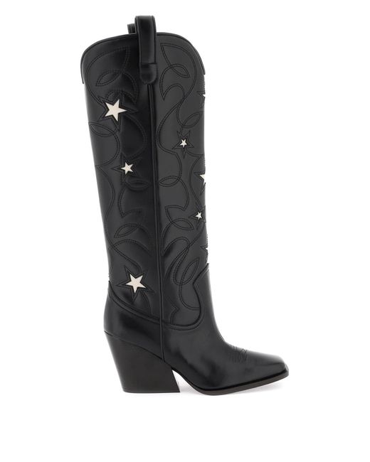 Stella McCartney Black Texan Boots With Star Embroidery