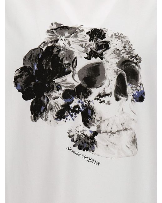 Alexander McQueen White Printed T-shirt for men