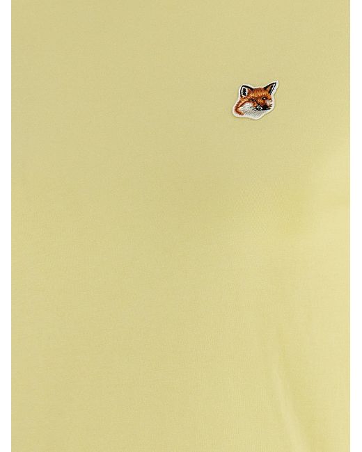 Fox Head T Shirt Giallo di Maison Kitsuné in Yellow