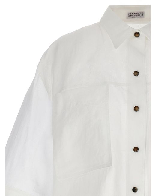 Semi-Transparent Shirt Camicie Bianco di Brunello Cucinelli in White
