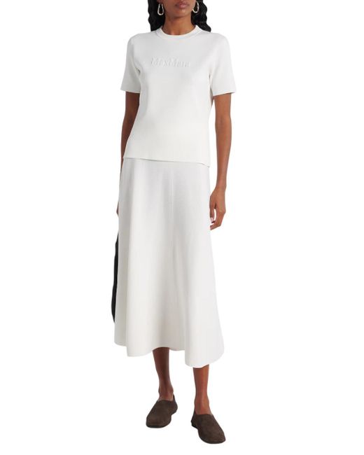 Max Mara White Adelio Crepe T-Shirt With Logo