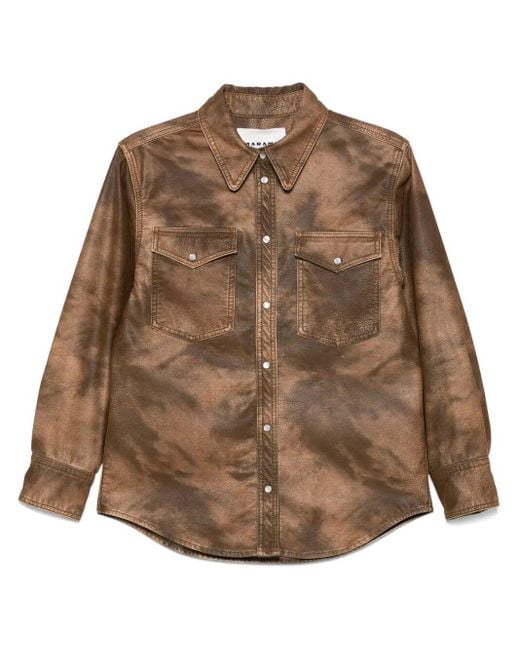 Isabel Marant Brown Karima Faux Leather Shirt