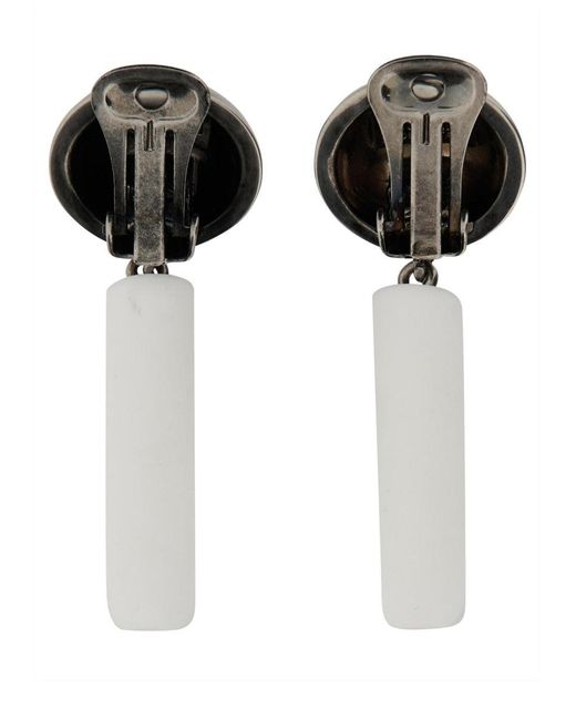 Moschino White Logo Earrings