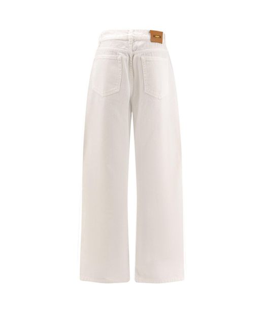 Aspesi White Wide Leg Denim Trousers