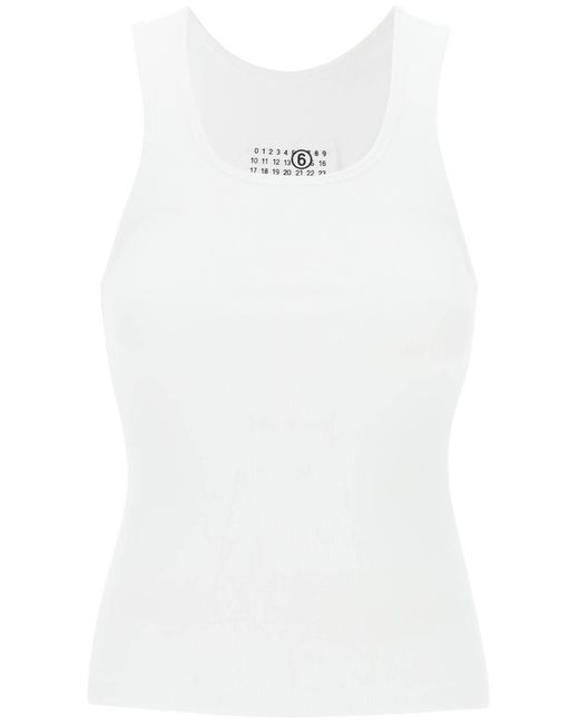 MM6 by Maison Martin Margiela White Tank Top With Numeric Logo